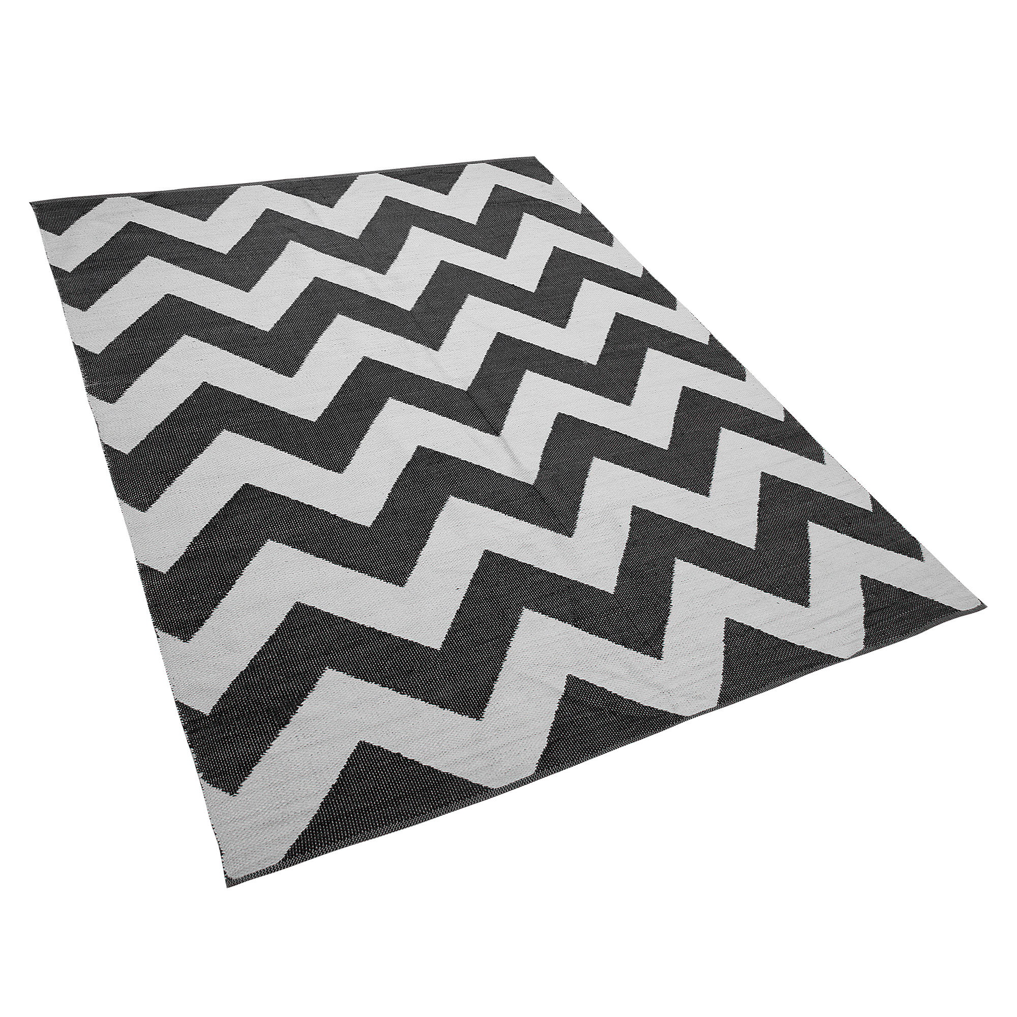 Beliani Area Rug Carpet Black and White Polyester Fabric Chevron Pattern Rectangular 160 x 230 cm