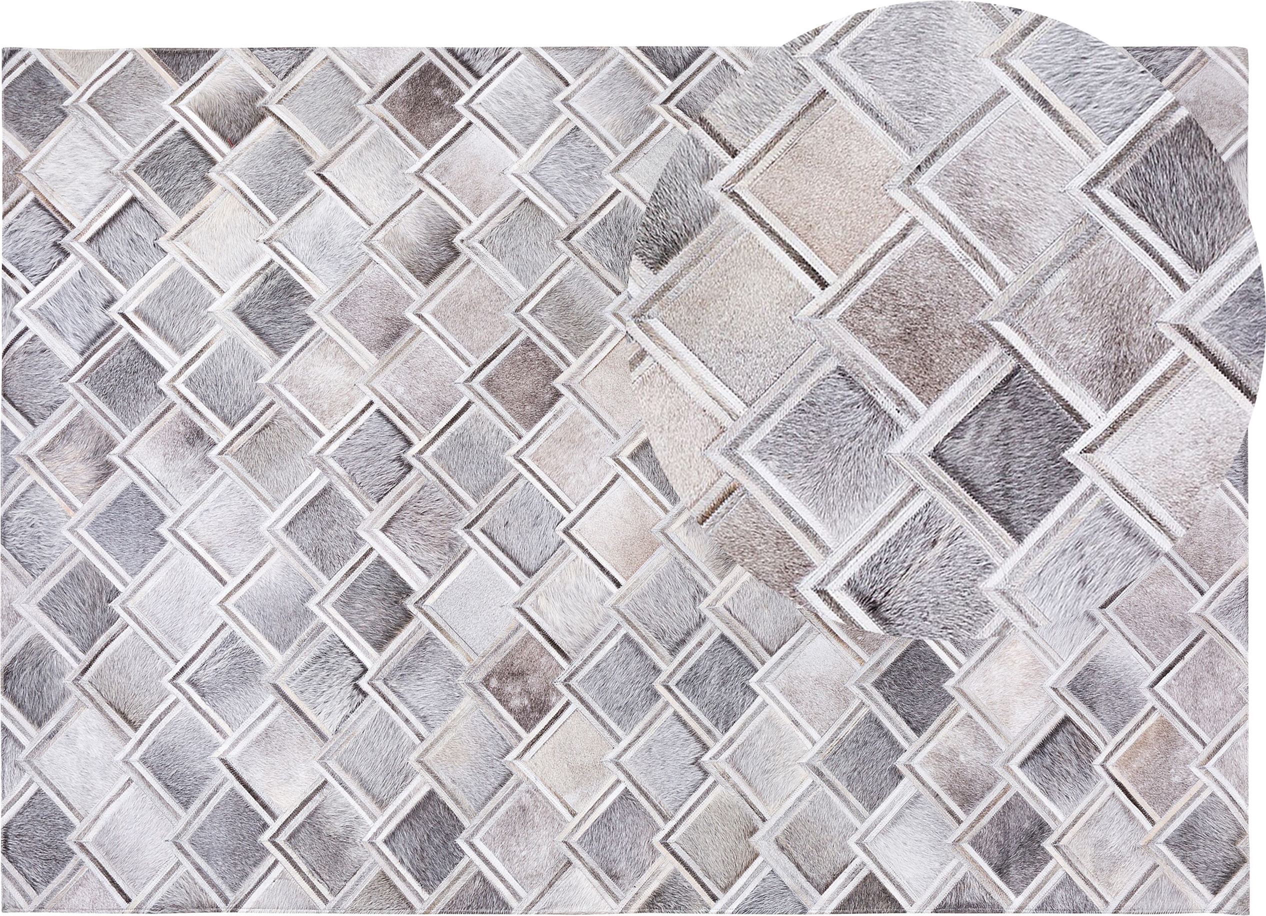 Beliani Area Rug Grey Leather 160 x 230 cm Patchwork Cowhide Geometric Rectangular Modern