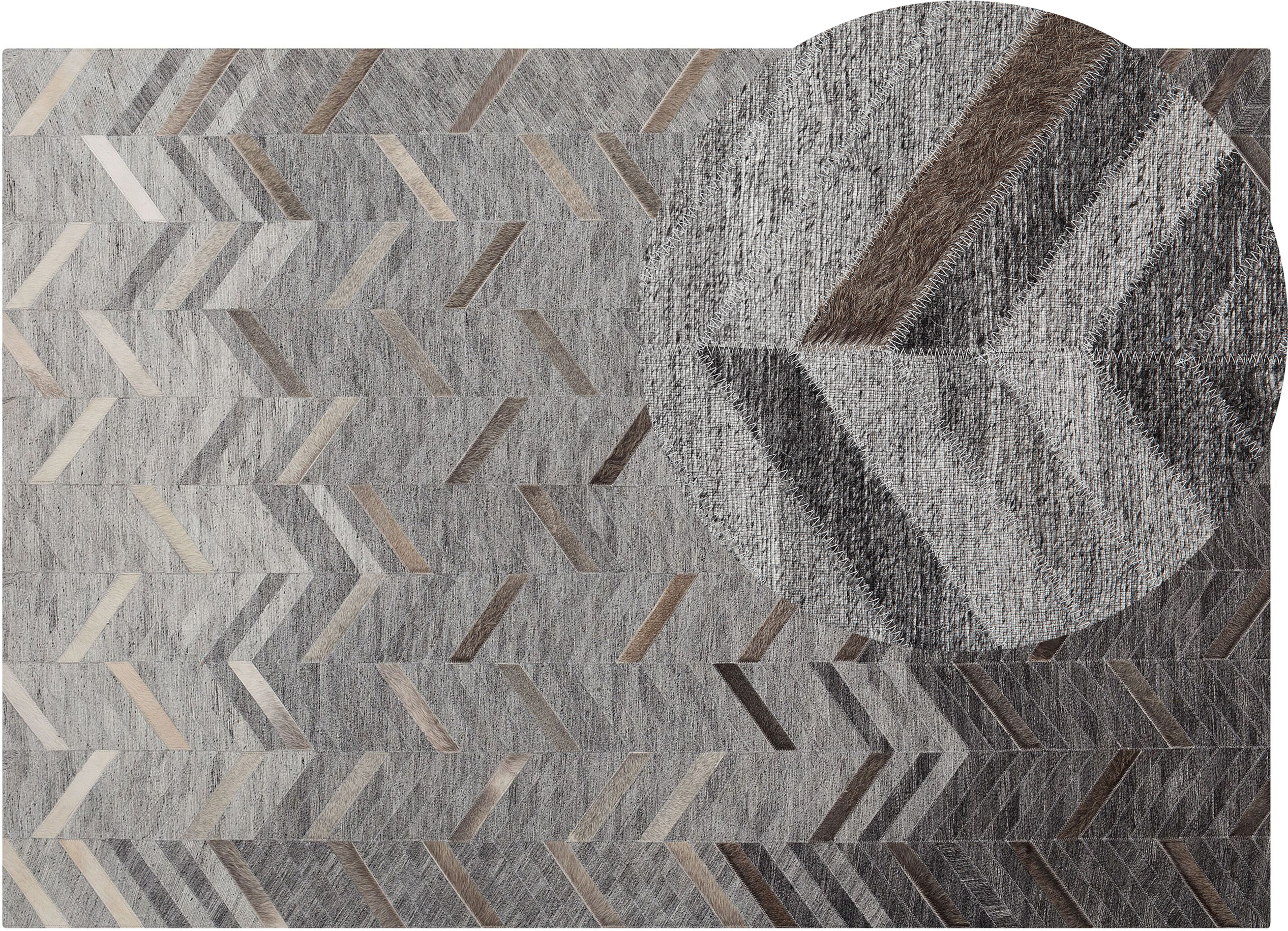 Beliani Area Rug 160 x 230 cm Grey Cowhide Leather Geometric