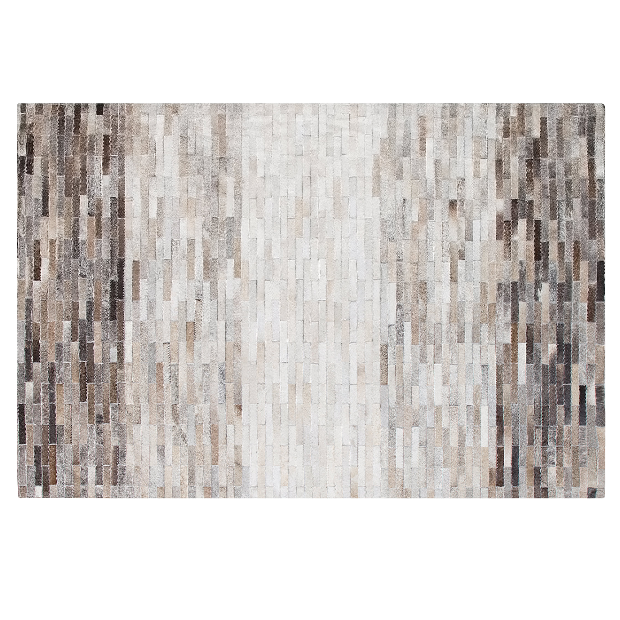 Beliani Area Rug Grey with Beige Leather 160 x 230 cm Modern Patchwork Pattern Handmade Rectangular Carpet