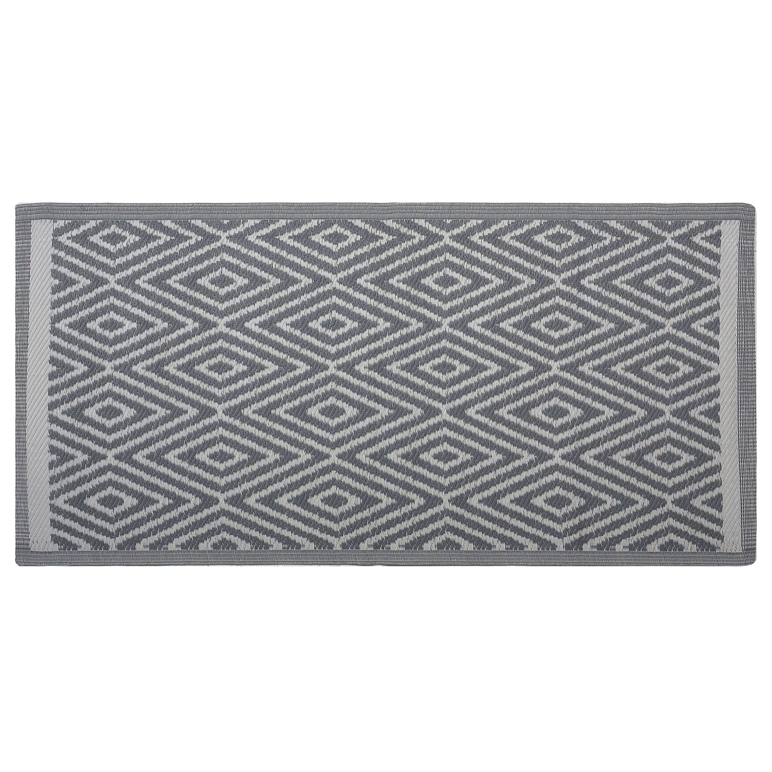 Beliani Outdoor Indoor Rug Grey PP 90 x 150 cm Geometric Pattern