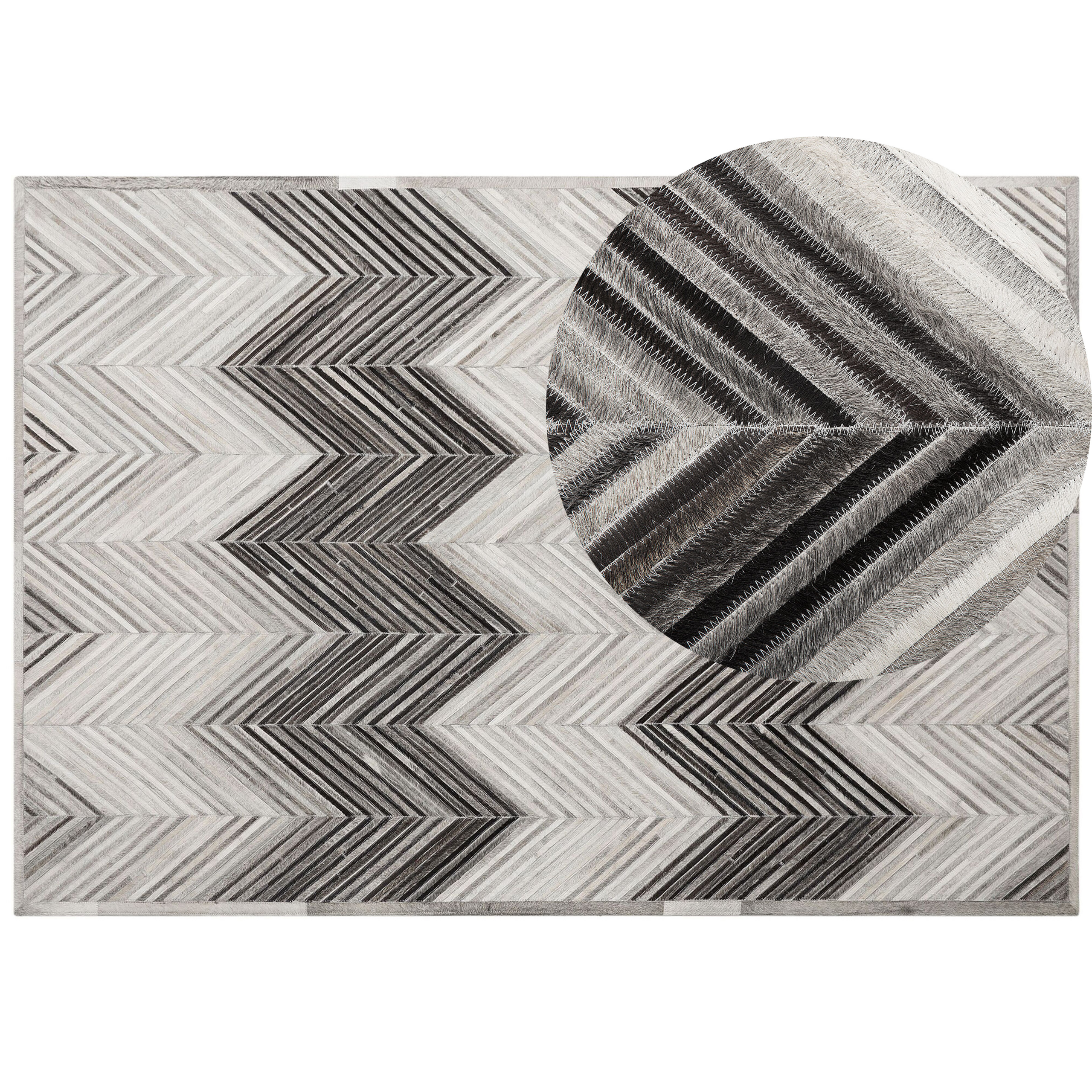 Beliani Area Rug Grey 160 x 230 cm Cowhide Leather Patchwork