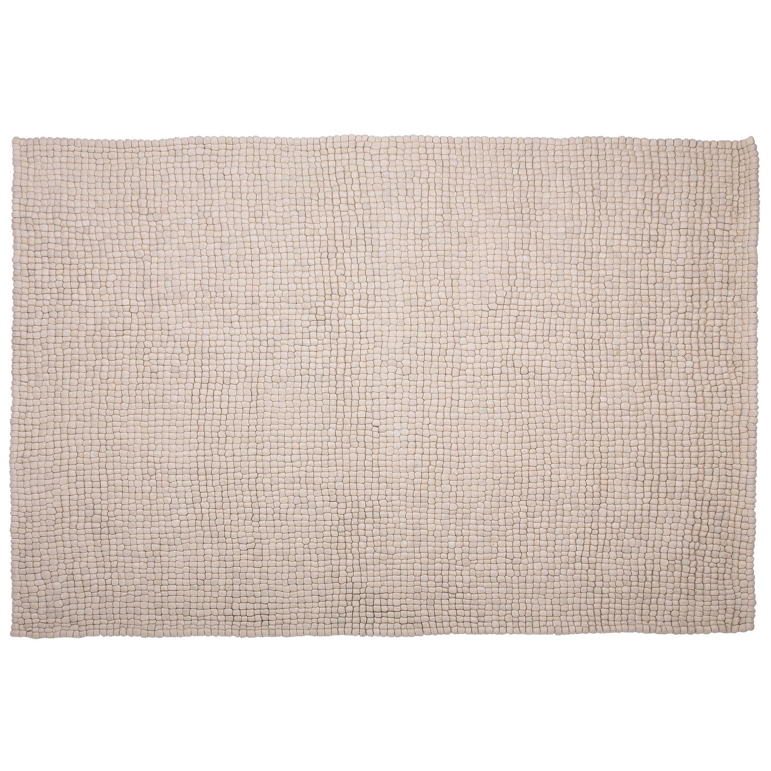 Beliani Area Rug Beige 160 x 230 cm Wool Felt Ball Hand-Woven