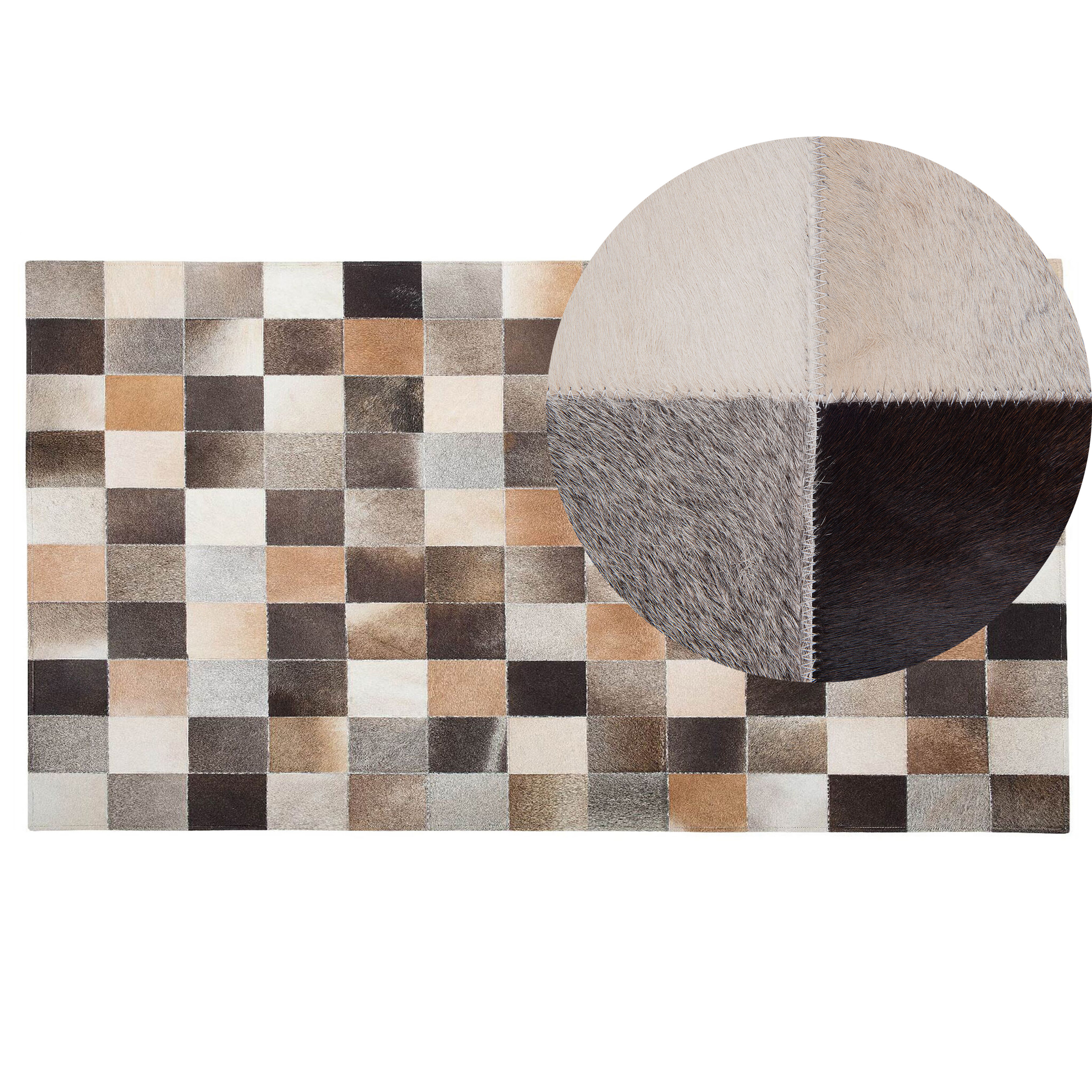 Beliani Area Rug Multicolour Cowhide Leather 200 x 300 cm Rectangular Patchwork Handcrafted