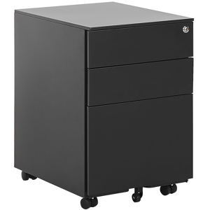 Beliani Office Storage Unit Black Steel with Castors 3 Drawers Key-Locked Industrial Design Material:Steel Size:50x60x39