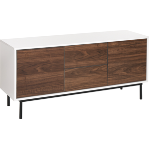 Beliani 2 Door Sideboard Dark Wood with White Particle Board Drawers Cabinets with Shelves Modern Style Hallway Living Room Bedroom Storage Material:Particle Board Size:38x55x120