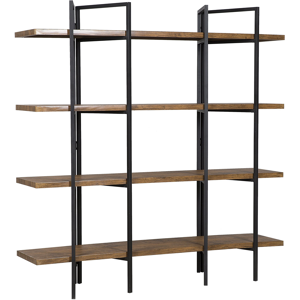 Beliani 4 Tier Bookcase Dark Wood with Black Metal Frame Open Shelf Industrial Minimalist Shelving Unit Material:MDF Size:36x165x160