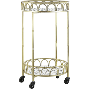 Beliani Kitchen Trolley Gold Iron Frame Terrazzo Effect Tops Glamour Bar Cart with Castors Material:Iron Size:48x80x48