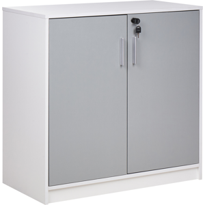 Beliani Storage Cabinet Light Grey White Particle Board Locker with 2 Shelves 2 Door Home Office Modern Material:Particle Board Size:40x80x80