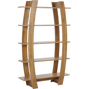 Beliani Bookshelf Light Wood Particle Board 5 Tiers Open Shelves Bookcase Living Room Storage Furniture  Material:Particle Board Size:33x181x111