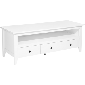 Beliani TV Stand White TV Up To 61ʺ Recommended 3 Drawers Cable Management Rustic Material:MDF Size:50x50x137