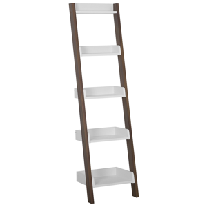 Beliani 4-Tier Ladder Bookcase Dark Wood with White Book Shelf Display Material:MDF Size:36x166x45