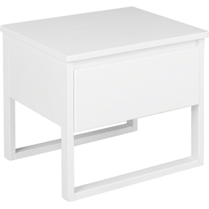 Beliani Bedside Table White Pine Wood 43 x 50 cm with One Drawer Material:Pine Wood Size:41x43x50