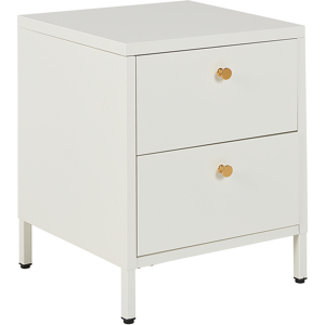 Beliani Bedside Table White Steel Nightstand Industrial Design 2 Drawers Bedroom Storage Furniture  Material:Steel Size:40x55x43