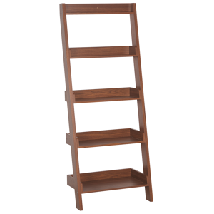 Beliani 5-Tier Ladder Bookcase Dark Wood Book Shelf Display Material:MDF Size:43x167x65