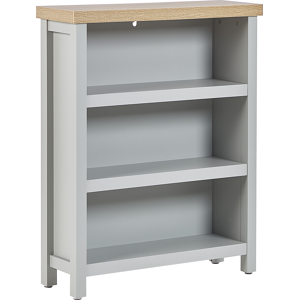 Beliani Bookcase Grey Light Wood Particle Board 3 Shelves Short Storage Unit Scandinavian Traditional Style Material:Particle Board Size:23x87x70