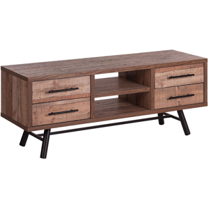 Beliani TV Stand Light Wood Up To 57ʺ TV Recommended 2 Shelves 4 Drawers Minimalist Material:Particle Board Size:40x51x127