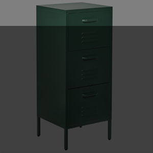 Beliani 3 Drawer Storage Cabinet Dark Green Metal Steel Home Office Unit Industrial Small Chest of Drawers Material:Steel Size:40x103x43