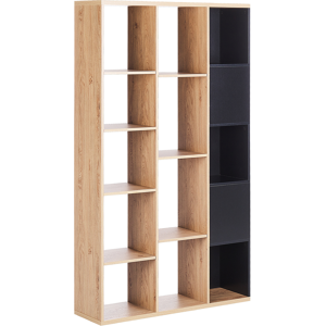 Beliani 5-Tier Bookcase Particle Board Black with Light Wood 99 x 26 x 175 cm Shelving Unit Storage Display Unit Cabinet Living Room Bedroom Modern Minimalist Material:Particle Board Size:26x175x99