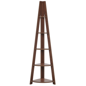 Beliani 4-Tier Ladder Bookcase Dark Wood Book Shelf Corner Display Material:MDF Size:35x175x49