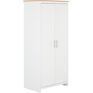 Beliani Wardrobe White Particle Board 79 x 52 x 180 cm Scandinavian Hinged Doors Shelves Clothes Rail Bedroom Storage Material:Particle Board Size:52x180x79