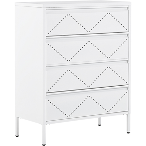 Beliani 4 Drawer Chest White Metal Steel Storage Cabinet Industrial Style for Office Living Room Material:Steel Size:40x102x80