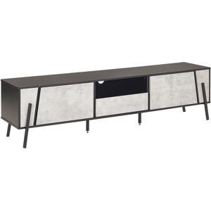 Beliani TV Stand Concrete Effect and Black Metal Legs for up to 75ʺ with 1 Drawer and 2 Cabinets Industrial Style Material:Chipboard Size:40x46x177