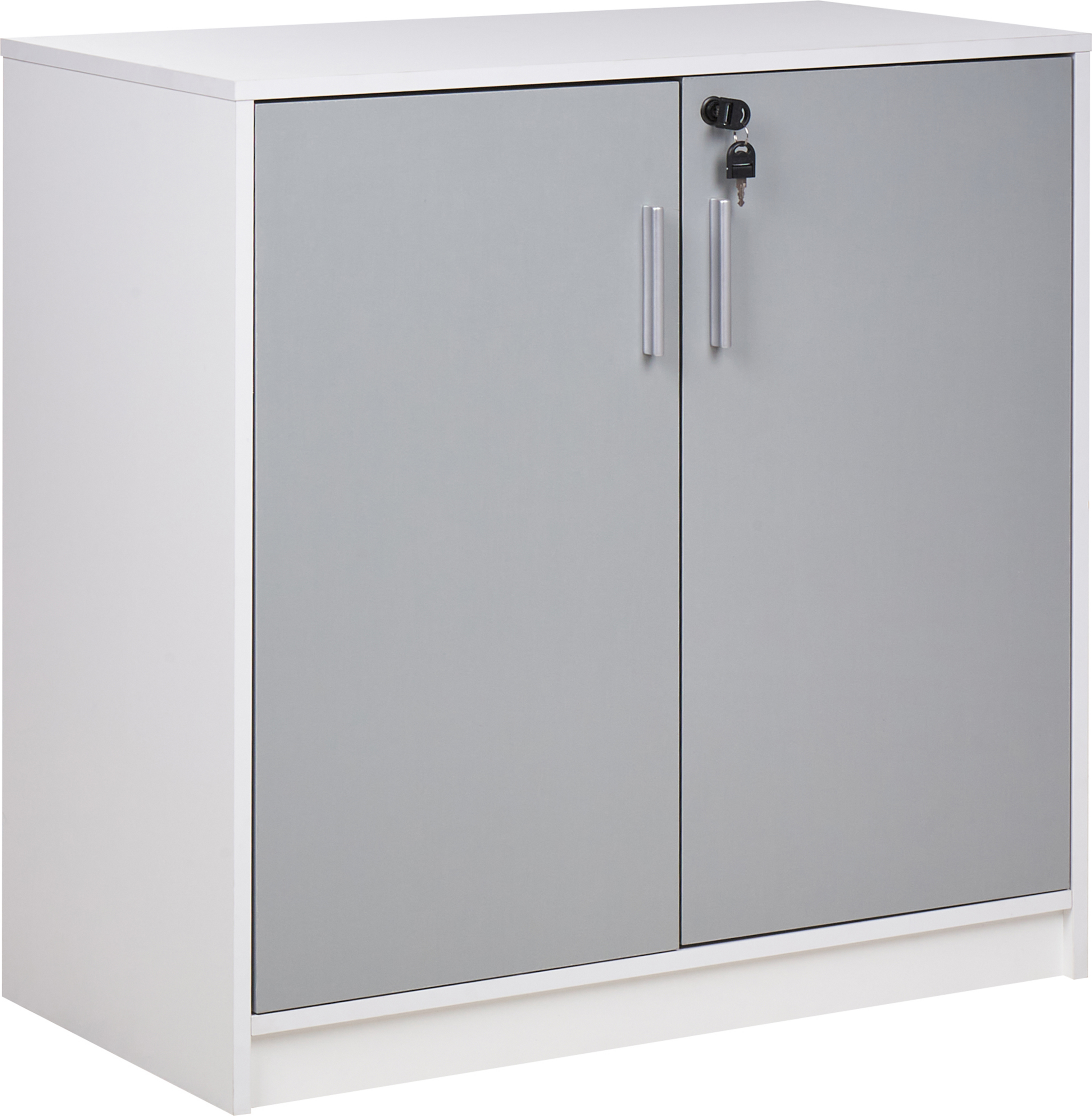 Beliani Storage Cabinet Light Grey White Particle Board Locker with 2 Shelves 2 Door Home Office Modern Material:Particle Board Size:40x80x80