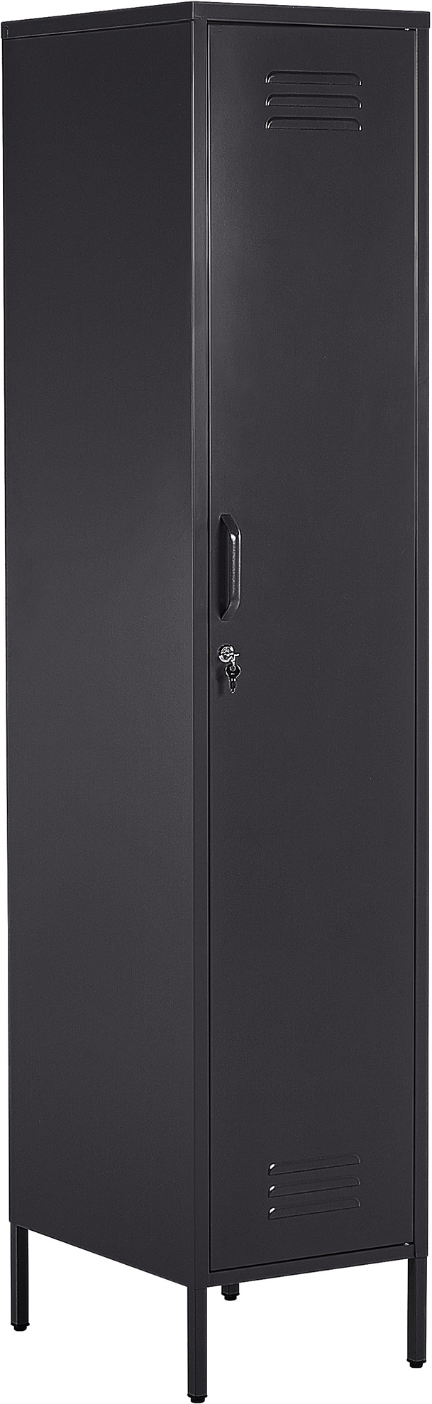 Beliani Storage Cabinet Black Metal Locker with 5 Shelves and Rail Modern Home Office Material:Steel Size:50x185x38