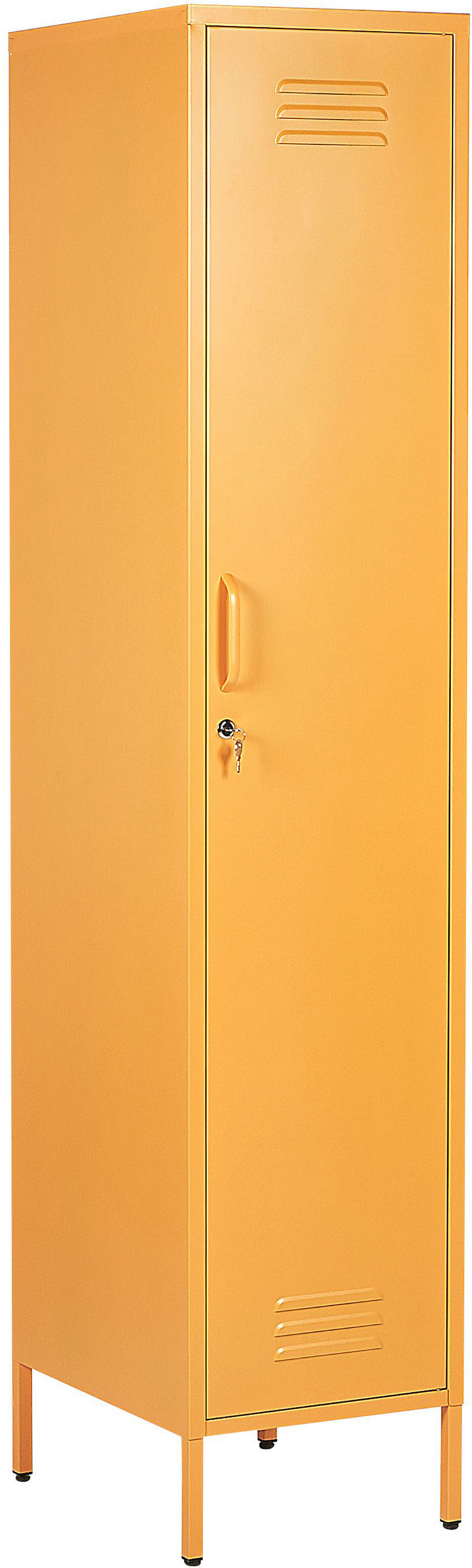 Beliani Storage Cabinet Yellow Metal Locker with 5 Shelves and Rail Modern Home Office Material:Steel Size:50x185x38