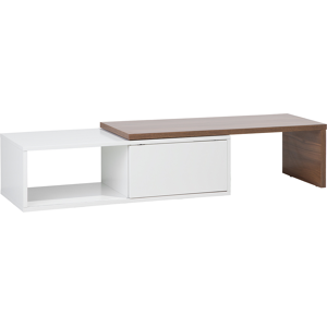 Beliani TV Stand Light Wood and White MDF for up to 70 ʺ Extending Top Media Unit Material:MDF Size:40x32x110-159