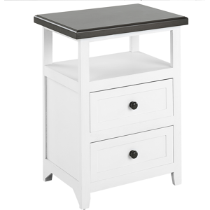 Beliani Nightstand White Brown MDF 39 x 30 x 53 cm 2 Drawers Shelf Bedside Table Bedroom Retro Traditional Material:MDF Size:30x53x39