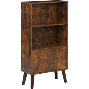 Beliani Bookcase Dark Wood Freestanding 2 Open Shelves Storage Cabinet Industrial Material:Rubberwood Size:30x120x60