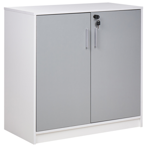 Beliani Storage Cabinet Light Grey White Particle Board Locker with 2 Shelves 2 Door Home Office Modern Material:Particle Board Size:40x80x80