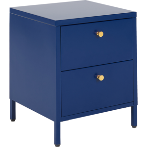 Beliani Bedside Table Blue Steel Nightstand Industrial Design 2 Drawers Bedroom Storage Furniture  Material:Steel Size:40x55x43