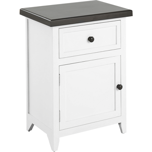 Beliani Nightstand White Brown MDF 40 x 30 x 55 cm Drawer Cabinet Bedside Table Bedroom Retro Traditional Material:MDF Size:30x55x40