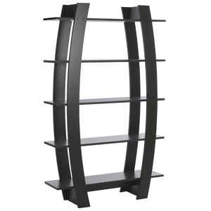 Beliani Bookshelf Black Particle Board 5 Tiers Open Shelves Bookcase Living Room Storage Furniture Material:Particle Board Size:29x180x111