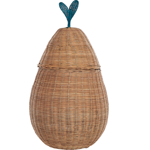 Beliani Wicker Pear Basket Natural Rattan Woven Toy Hamper Child's Room Accessory Material:Rattan Size:40x77x40