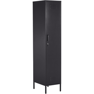 Beliani Storage Cabinet Black Metal Locker with 5 Shelves and Rail Modern Home Office Material:Steel Size:50x185x38