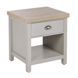 Beliani Bedside Table Nightstand Grey Light Wood 1 Drawer Hallway Furniture Modern Material:Chipboard Size:40x51x45