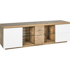 Beliani TV Stand Light Wood  TV Media Unit Cabinet 2 Drawers Shelves Material:MDF Size:40x52x160