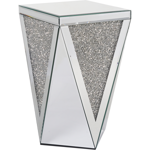 Beliani Side Table Silver Glass Mirrored End Bedside Table Glam Design Living Room Bedroom  Material:Glass Size:x51x30