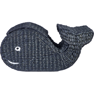 Beliani Wicker Basket Natural Black Water Hyacinth Woven Whale-Shaped with Lid Toy Hamper Child's Room Accessory Material:Water Hyacinth Size:30x33x68