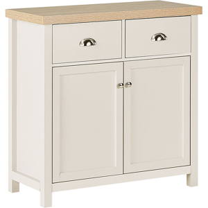 Beliani Sideboard Cream MDF Light Wood Top 2 Doors 2 Drawers Cottage Style Material:Chipboard Size:35x82x79