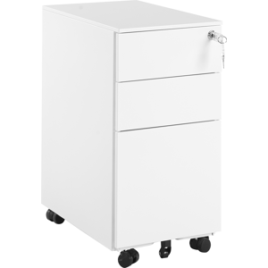 Beliani Storage Cabinet White Metal with 3 Drawers Key Lock Castors Industrial Modern Home Office Garage Material:Metal Size:50x60x30