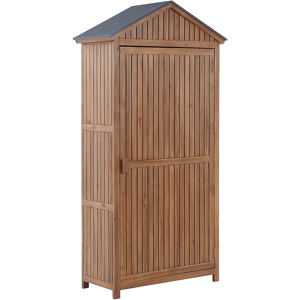 Beliani Garden Storage Cabinet Acacia Wood 200 x 100 cm Outdoor Tool Shed with Shelves  Material:Acacia Wood Size:40x200x100