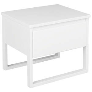 Beliani Bedside Table White Pine Wood 43 x 50 cm with One Drawer Material:Pine Wood Size:41x43x50