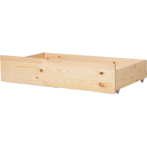 Beliani Set of 2 Bed Storage Drawers Light Solid Wood Underbed Boxes with Wheels Material:Pine Wood Size:x20x58