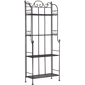 Beliani Plant Shelf Metal Black Outdoor Indoor Garden Bathroom Rustic 4 Shelves Freestanding Garden Storage Material:Iron Size:29x155x61