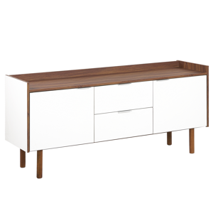 Beliani Sideboard White and Brown 68 x 149 cm with 2 Doors and Drawers Scandinavian Material:MDF Size:40x68x149